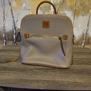 Taupe Leather Dooney Bourke Backpack with Brown Accents